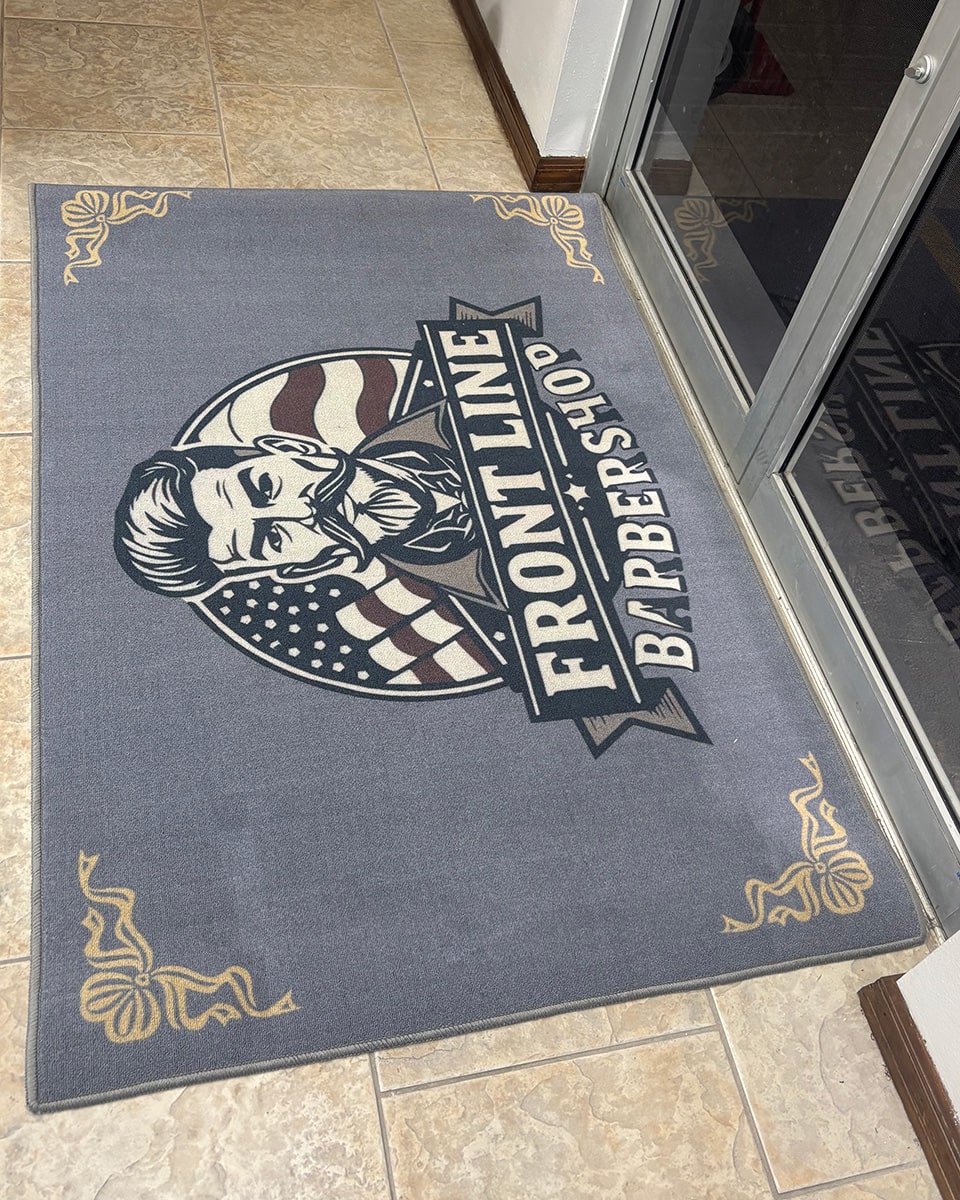 barbershop doorway logo welcome mat min