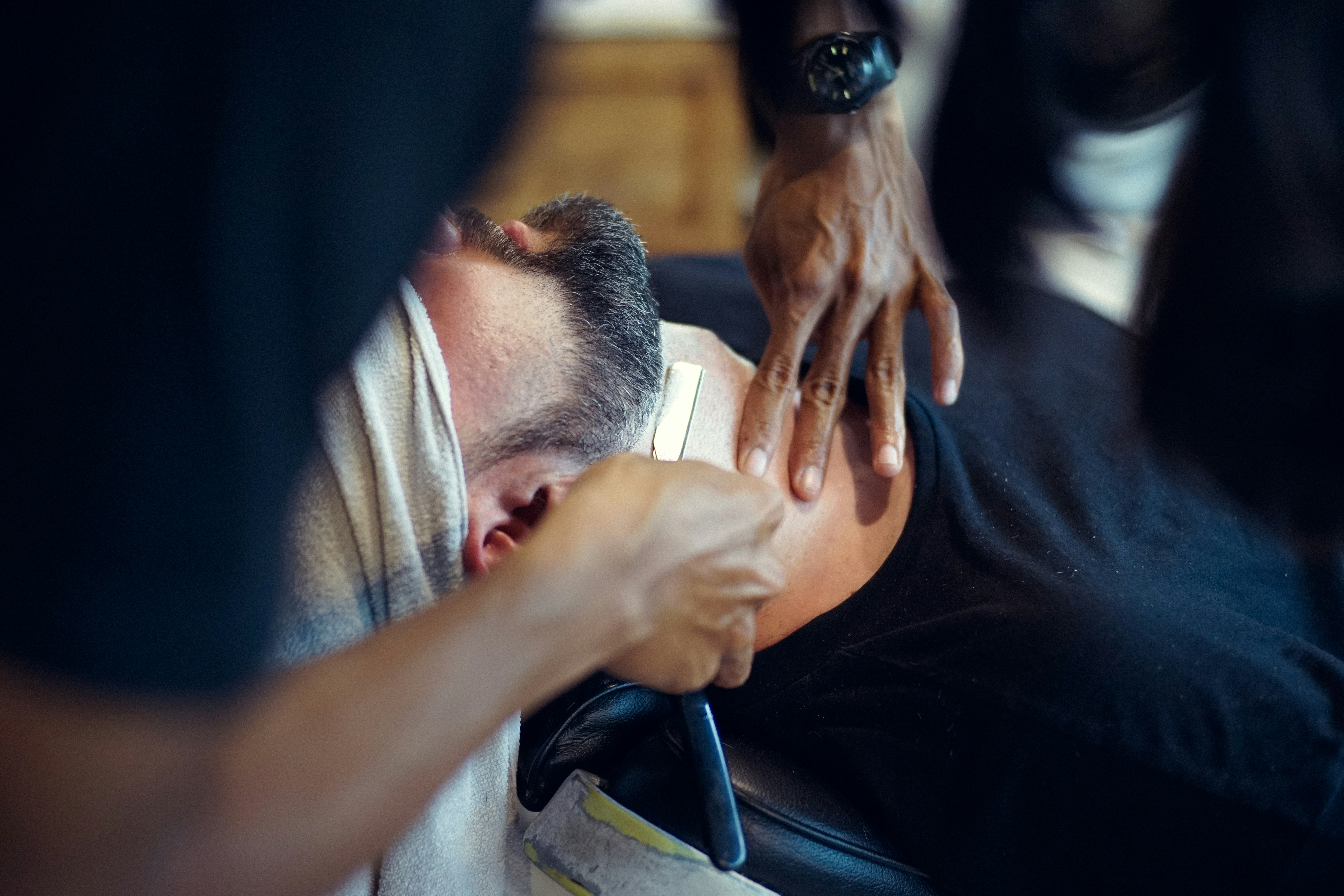 Professional straight razor shave