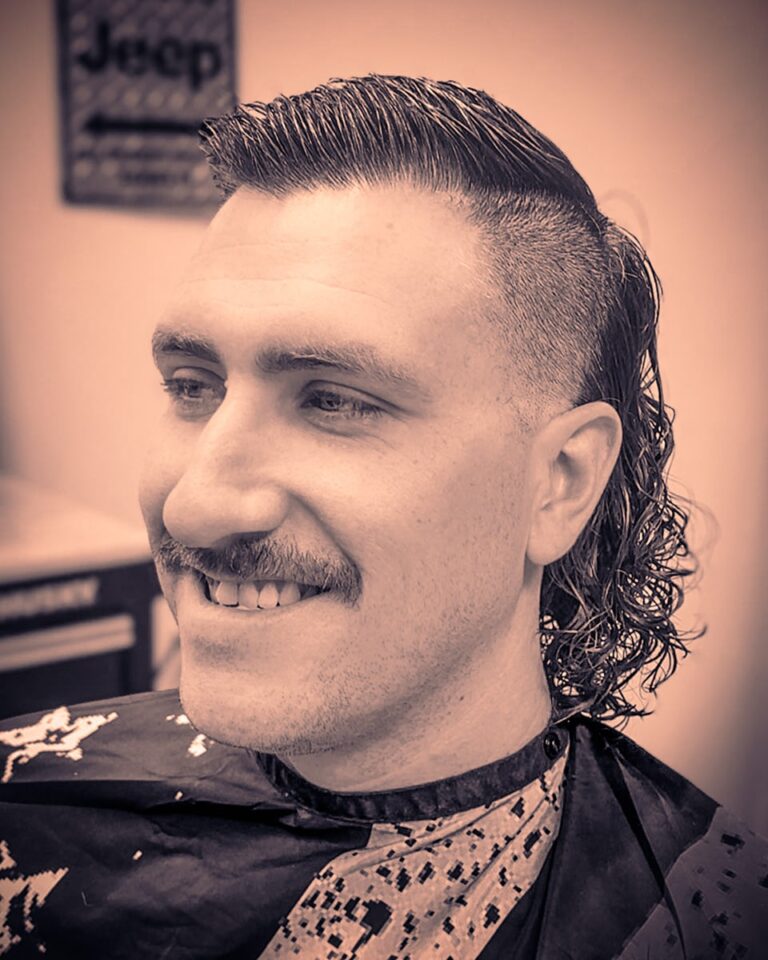 man haircut beard closeup retro min
